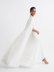 Reiss White Grace Maxi Dress With Cape - Image 6 of 8