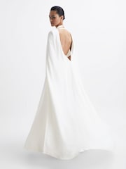 Reiss White Grace Maxi Dress With Cape - Image 8 of 8