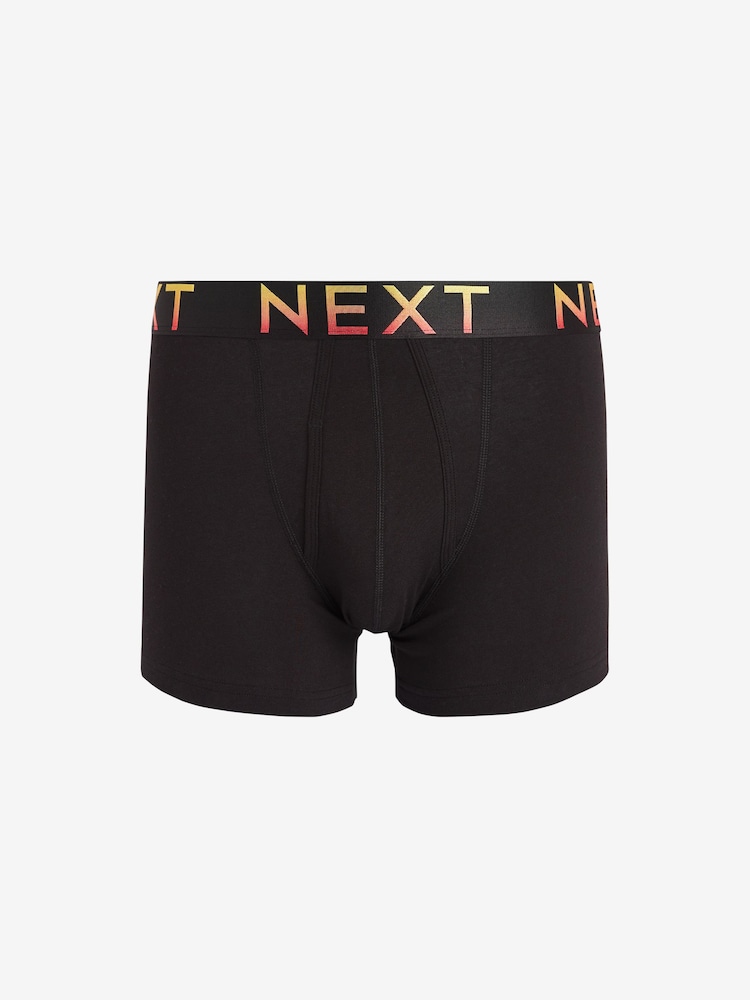 Black Ombre Waistband 4 pack A-Front Cotton Rich Boxers - Image 4 of 7