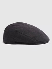 MOSS Grey Melton Flat Cap - Image 1 of 3