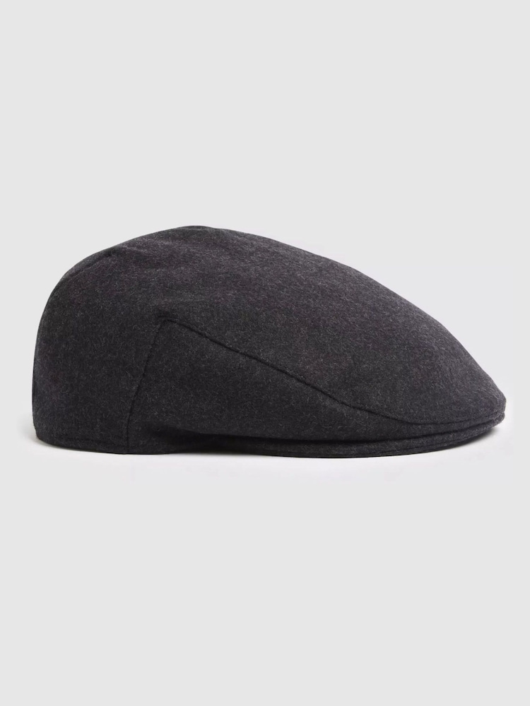 MOSS Grey Melton Flat Cap - Image 1 of 3