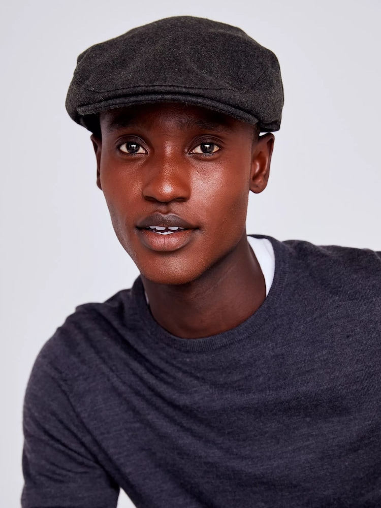 MOSS Grey Melton Flat Cap - Image 2 of 3