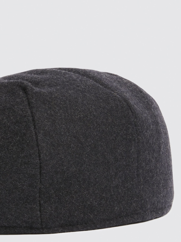 MOSS Grey Melton Flat Cap - Image 3 of 3