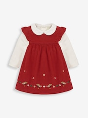 JoJo Maman Bébé Red 2-Piece Robin Baby Dress & Body Set - Image 1 of 3