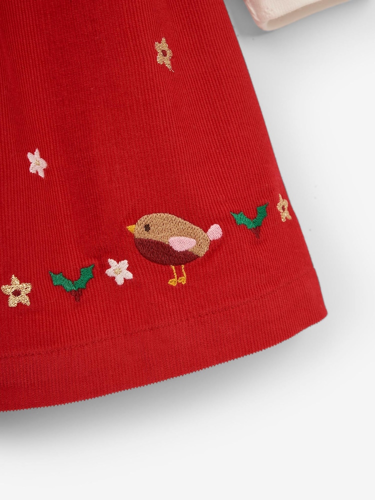 JoJo Maman Bébé Red 2-Piece Robin Baby Dress & Body Set - Image 3 of 3