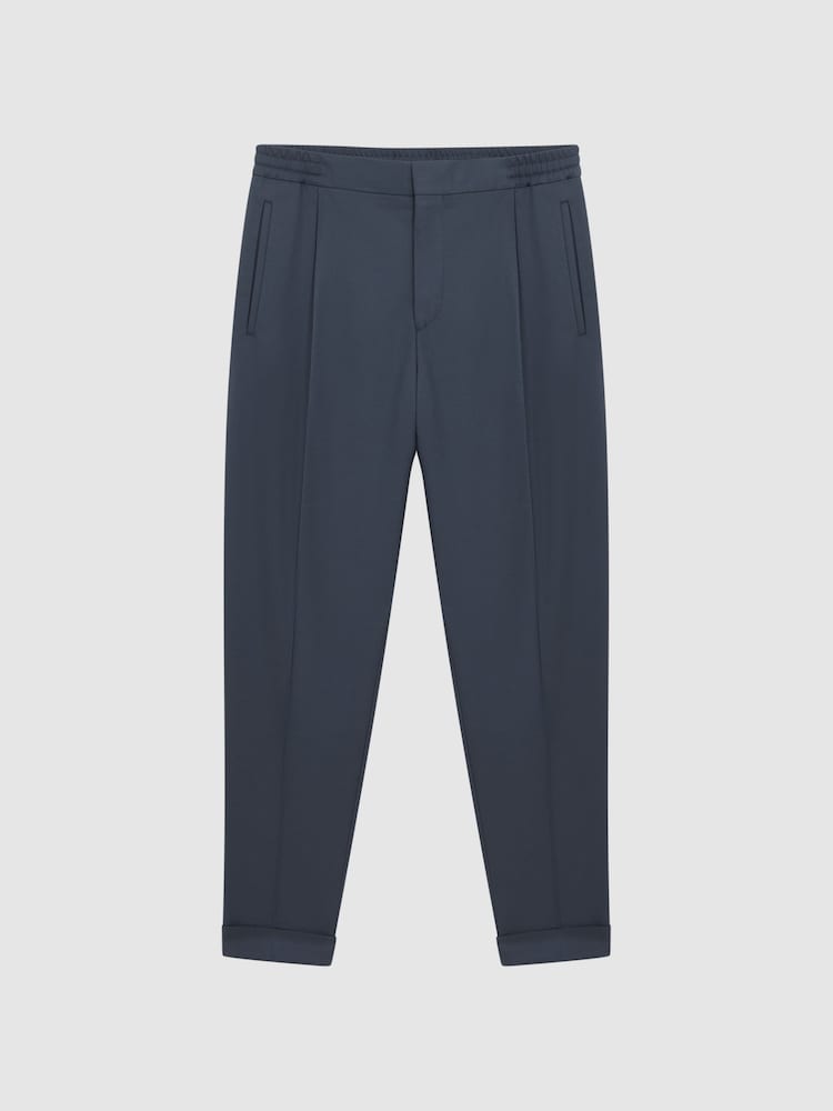 Reiss Airforce Blue Brighton Relaxed Drawstring Trousers with Turn-Ups - Image 2 of 6