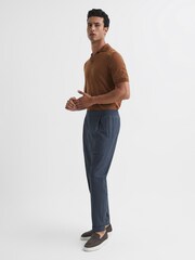 Reiss Airforce Blue Brighton Relaxed Drawstring Trousers with Turn-Ups - Image 3 of 6
