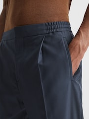 Reiss Airforce Blue Brighton Relaxed Drawstring Trousers with Turn-Ups - Image 4 of 6