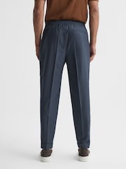 Reiss Airforce Blue Brighton Relaxed Drawstring Trousers with Turn-Ups - Image 5 of 6