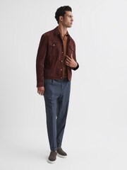 Reiss Airforce Blue Brighton Relaxed Drawstring Trousers with Turn-Ups - Image 6 of 6