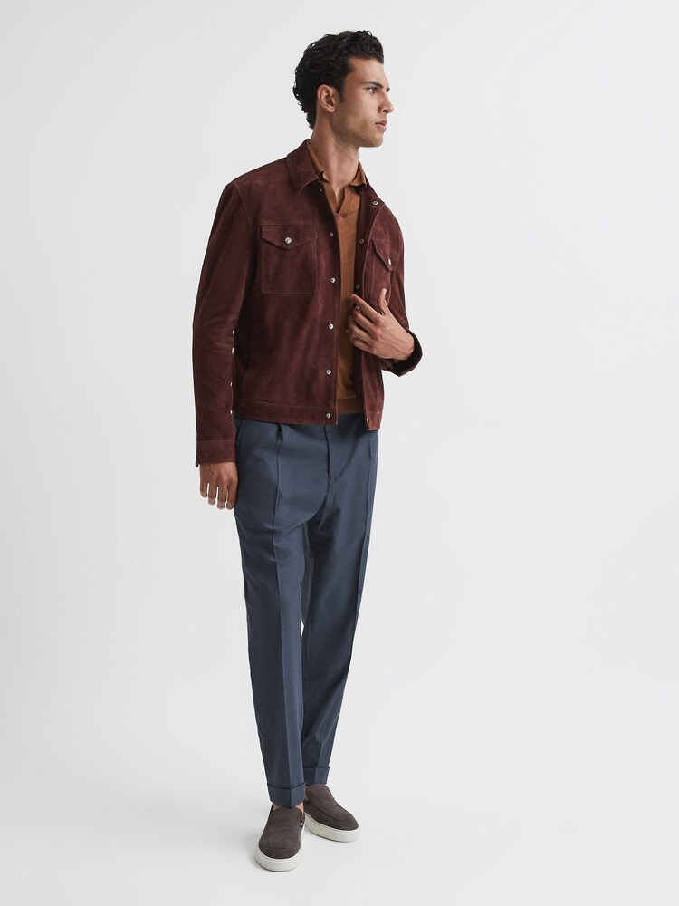 Reiss Airforce Blue Brighton Relaxed Drawstring Trousers with Turn-Ups - Image 6 of 6