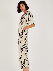 Monsoon Natural Abstract Floral Print Embroidered Jumpsuit - Image 1 of 3