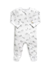 Mono blanco de algodón 100 % con estampado de elefantes de Mamas & Papas - Imagen 3 de 4