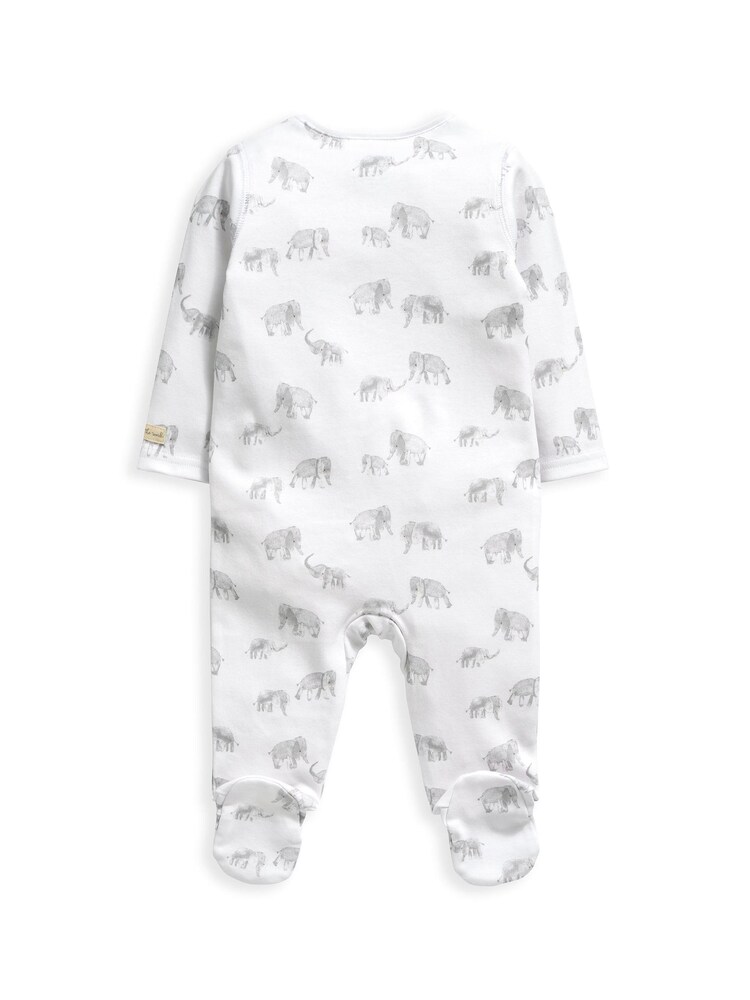 Mono blanco de algodón 100 % con estampado de elefantes de Mamas & Papas - Imagen 4 de 4