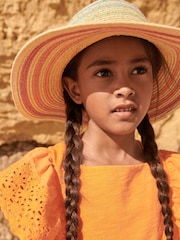 Orange Broderie Soft Slub Jersey Dress (3-16yrs) - Image 2 of 9
