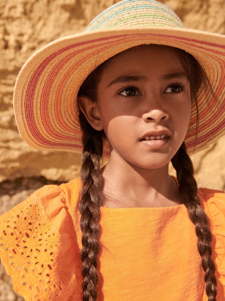 Orange Broderie Soft Slub Jersey Dress (3-16yrs) - Image 2 of 9