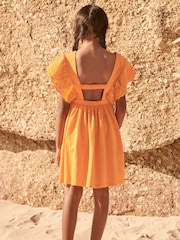 Orange Broderie Soft Slub Jersey Dress (3-16yrs) - Image 3 of 9