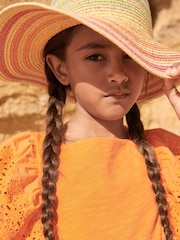 Orange Broderie Soft Slub Jersey Dress (3-16yrs) - Image 6 of 9