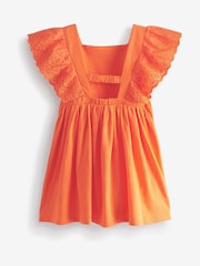 Orange Broderie Soft Slub Jersey Dress (3-16yrs) - Image 8 of 9