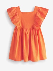 Orange Broderie Soft Slub Jersey Dress (3-16yrs) - Image 9 of 9