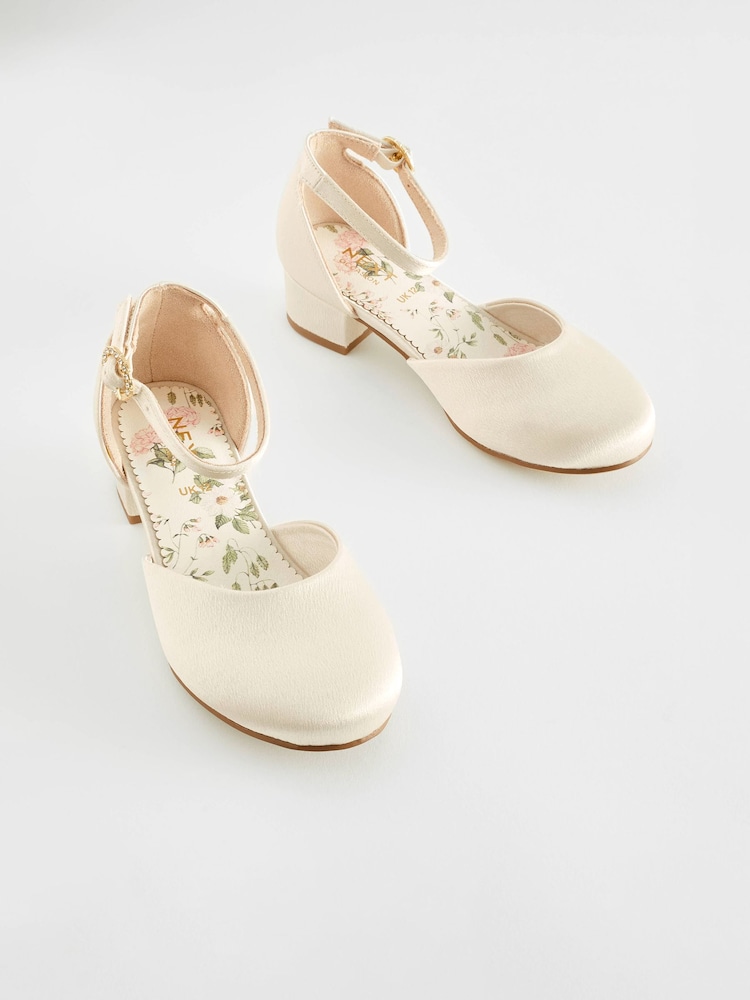 Elfenbein - Blumenmädchen-Schuhe mit Knöchelriemen und niedrigem Absatz für besondere Anlässe - Bild 1 von 5