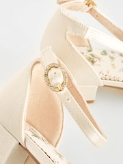 Elfenbein - Blumenmädchen-Schuhe mit Knöchelriemen und niedrigem Absatz für besondere Anlässe - Bild 4 von 5