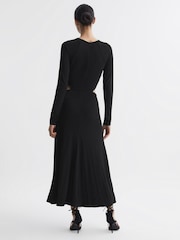 Reiss Black Faye Twist Cut-Out Midi Dress - Image 4 of 4