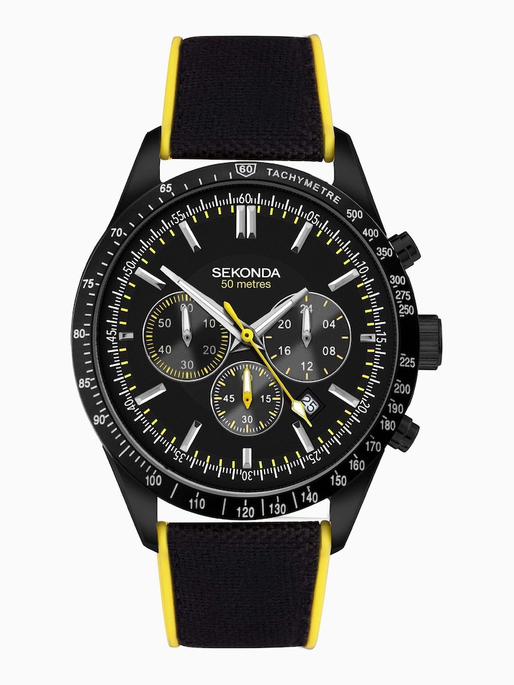 Sekonda Mens Black Canvas Strap Chronograph Watch - Image 1 of 6