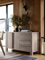 Grey Heath Oak Effect Large Sideboard - Image 1 of 11