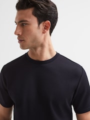 Reiss Navy Bradley Interlock Jersey Crew Neck T-Shirt - Image 4 of 6