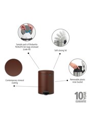 Brabantia Brown NewIcon 5L Pedal Bin - Image 6 of 6