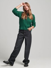 Superdry Green Vintage Cotton Cable Knit Jumper - Image 2 of 6