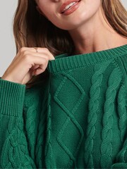 Superdry Green Vintage Cotton Cable Knit Jumper - Image 4 of 6