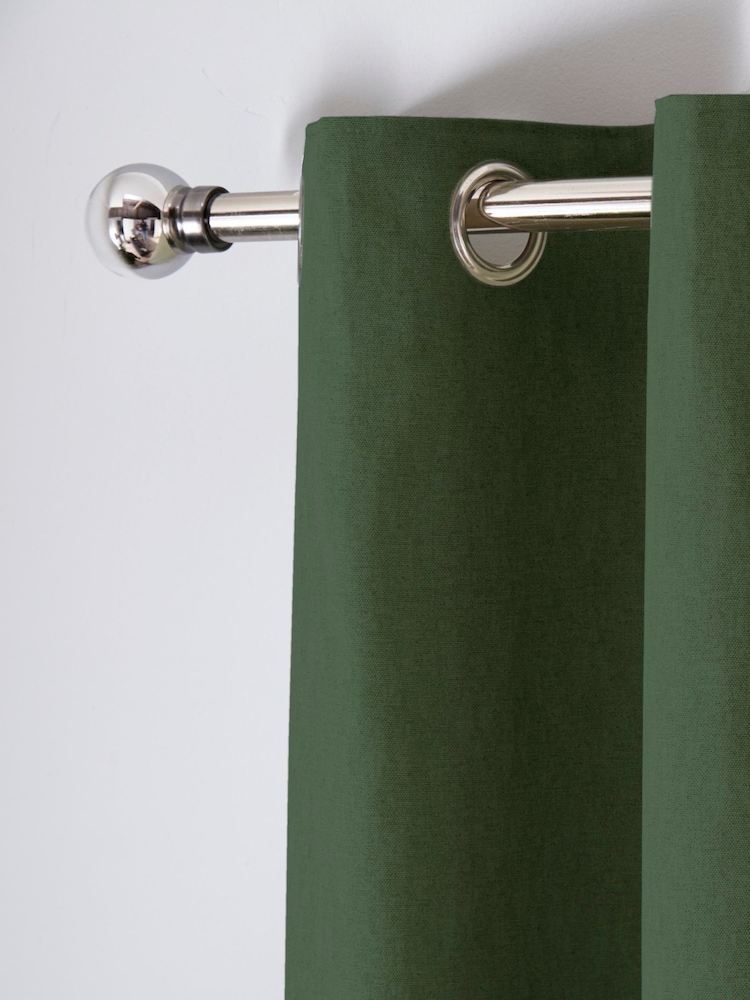 Fusion Green Sorbonne Eyelet 100% Cotton Room Darkening Curtains - Image 2 of 4