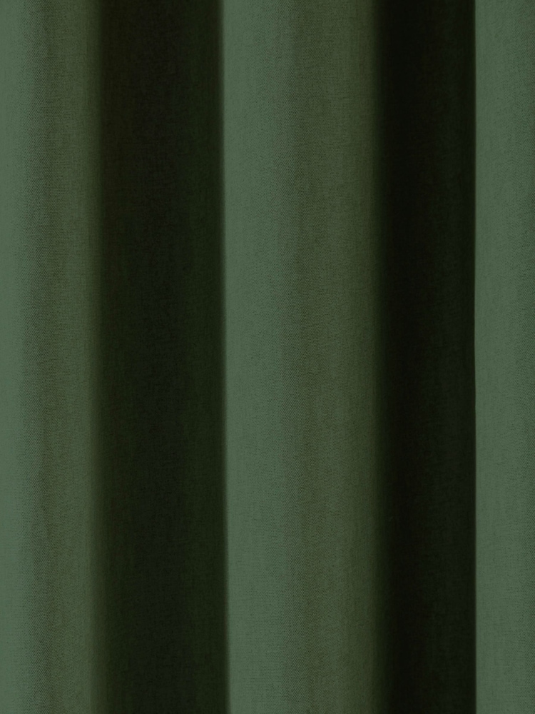 Fusion Green Sorbonne Eyelet 100% Cotton Room Darkening Curtains - Image 4 of 4