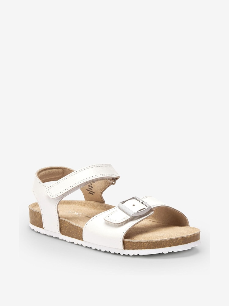 White Leather Wide Fit (G) Leather Corkbed Sandals - Image 2 of 5 White Leather Wide Fit (G) Leather Corkbed Sandals - Image 2 of 5