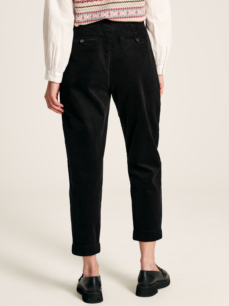 Joules Calla Black Cord Tapered Leg Trousers - Image 2 of 6
