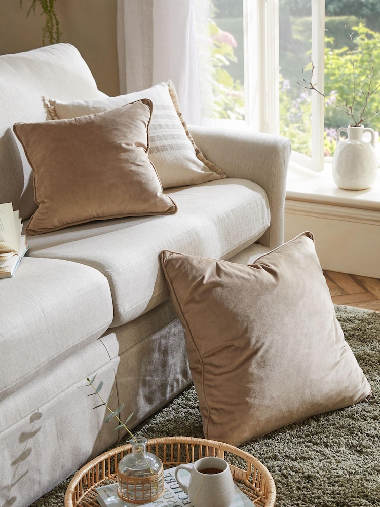 Mid Natural 59 x 59cm Matte Velvet Cushion - Image 1 of 5