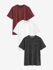 Black/Burgundy/White Stag Marl T-Shirts 3 Pack - Image 1 of 12