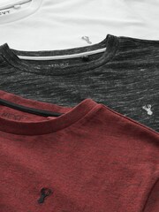 Black/Burgundy/White Stag Marl T-Shirts 3 Pack - Image 11 of 12