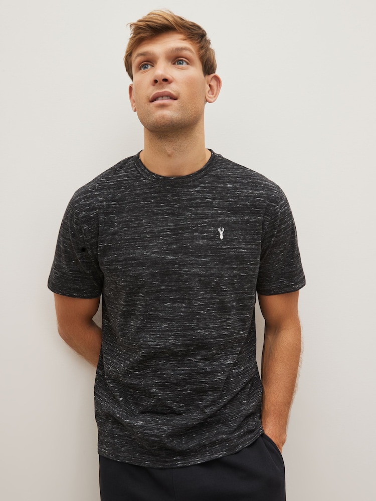 Black/Burgundy/White Stag Marl T-Shirts 3 Pack - Image 6 of 12