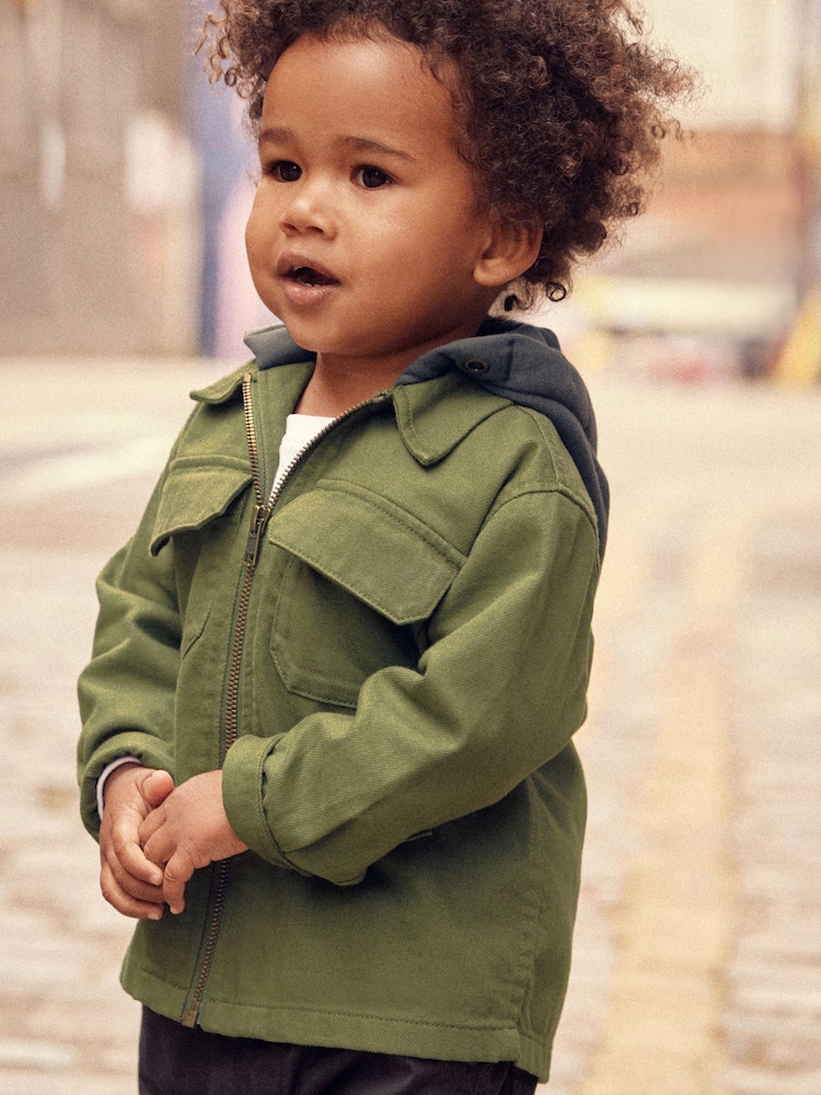 Khaki Green Overshirt with Hood (3mths-7yrs) - Image 1 of 7