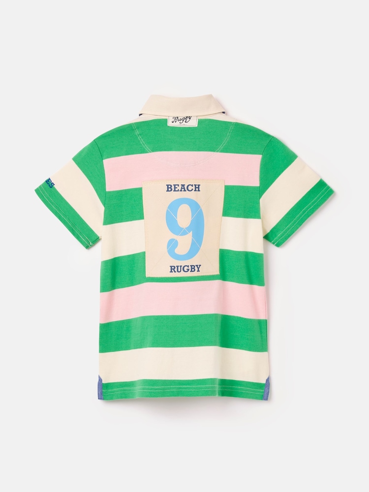 Joules Boys' Tournament Green Rugby Jersey Polo Shirt - Image 2 of 6