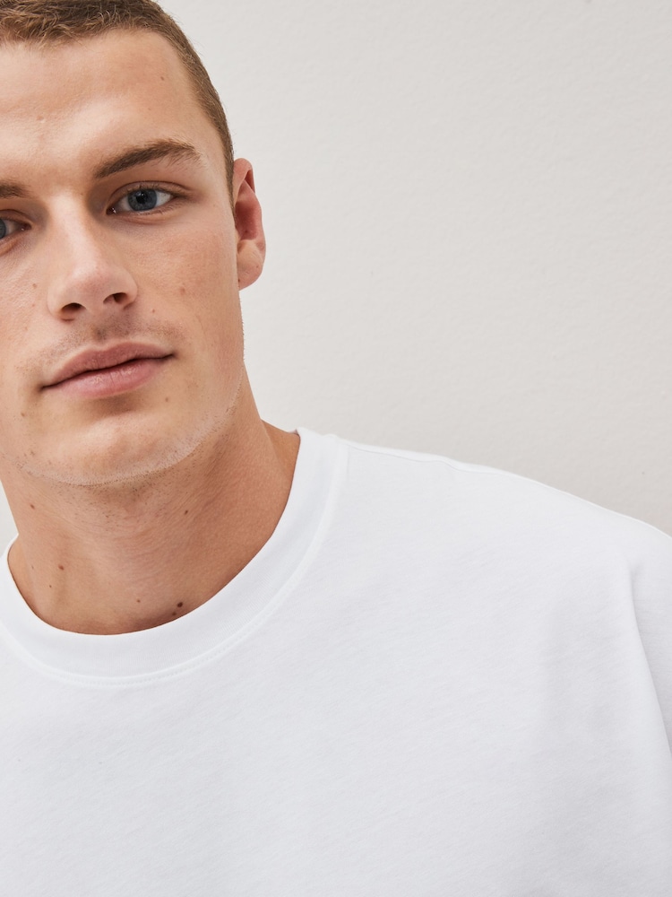 Wit - Relaxed fit - Essentieel katoenen T-shirt met ronde hals - Image 4 of 6