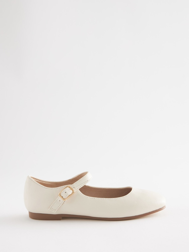 Cream Square Toe Mary Jane Shoes - Image 1 of 4