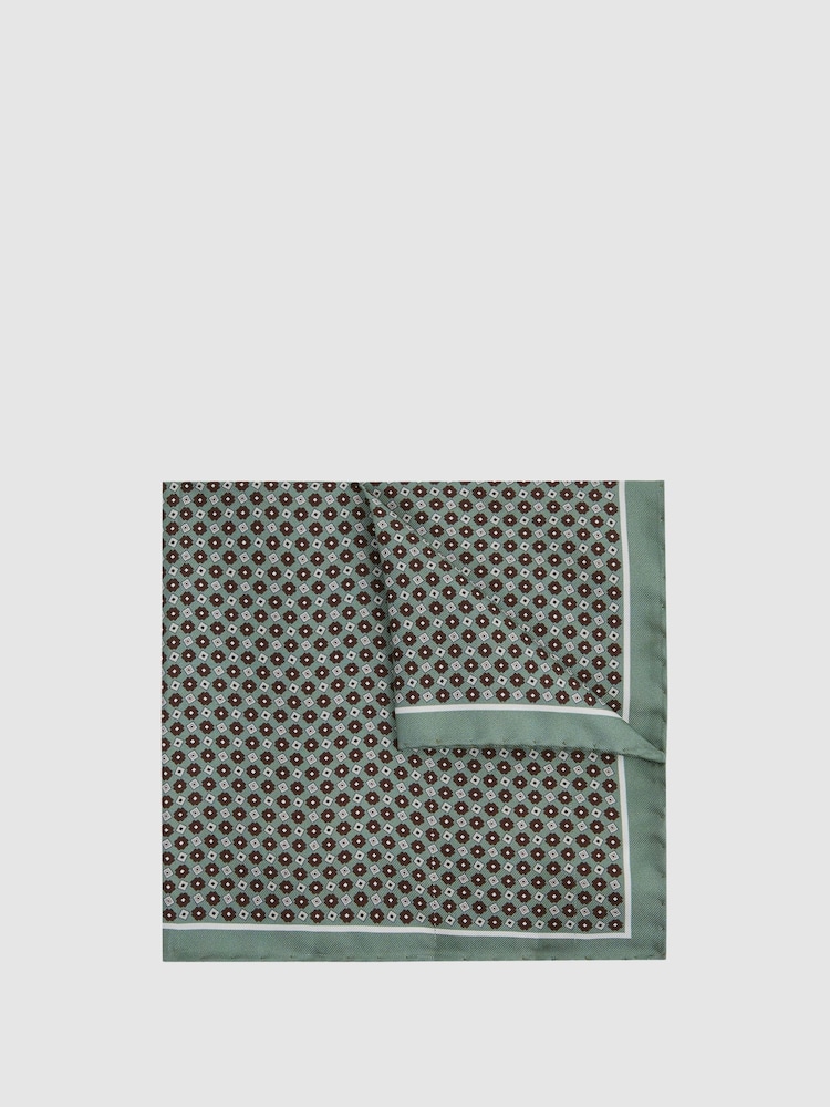Reiss Light Green Bampton Silk Pocket Square - Image 1 of 5