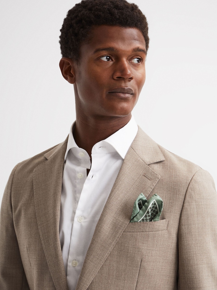 Reiss Light Green Bampton Silk Pocket Square - Image 2 of 5