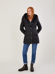 Monsoon Black Padded Short Laura Coat In Recycled Polyester - Image 1 of 4