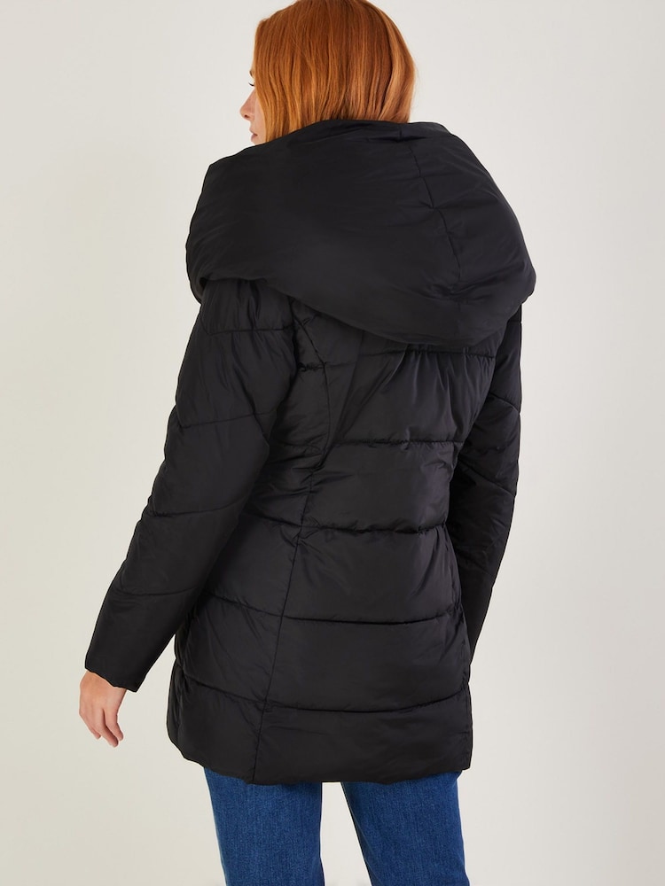 Monsoon Black Padded Short Laura Coat In Recycled Polyester - Image 2 of 4