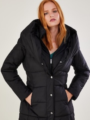 Monsoon Black Padded Short Laura Coat In Recycled Polyester - Image 3 of 4
